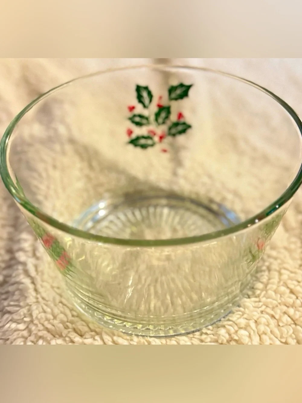 Vintage Indiana Glass Christmas Holly & Berries Ice Bucket Serving Bowl 7